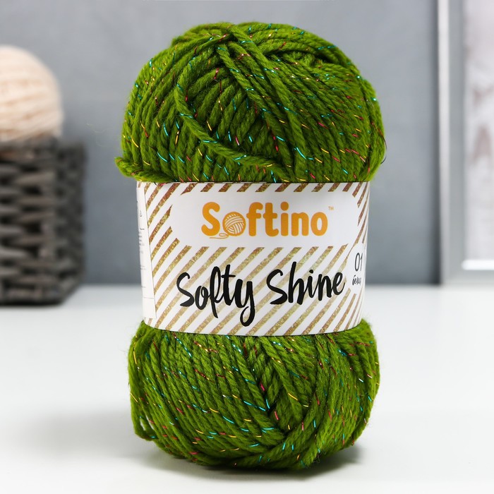 Пряжа 70% акрил, 30% шёлк "Softy Shine" 50 гр 85 м цвет 30 папоротник - Фото 1