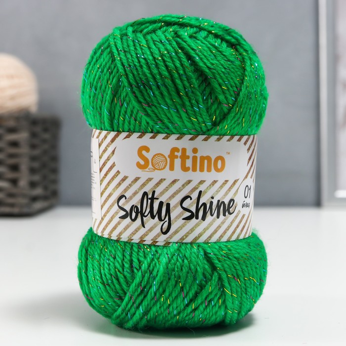 Пряжа для вязания спицами, крючком 70% акрил, 30% шёлк Softino Softy Shine, 50 г, 85 м, цвет 40 изумруд - Фото 1