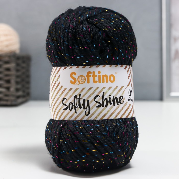 Пряжа 70% акрил, 30% шёлк "Softy Shine" 50 гр 85 м цвет 44 чёрная ночь - Фото 1