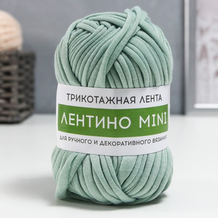 Пряжа трикотажная для вязания ключком и спицами 100% хлопок Softino «Лентино mini», 100 г, 40 м, цвет 82 нежная мята - Фото 1