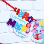 Гирлянда на ленте с местом под фото «Мой первый год», голубой, длина 300 см 7733117