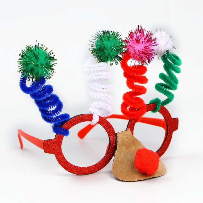 Карнавальные очки «Бомбошки» с носиком, цвета МИКС - Фото 1
