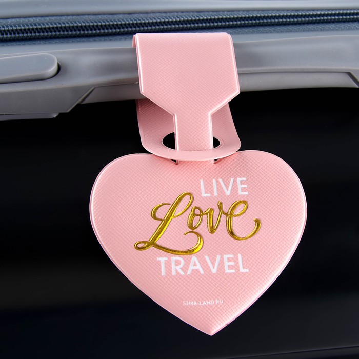 Бирка на чемодан в виде сердца, розовая - Фото 1