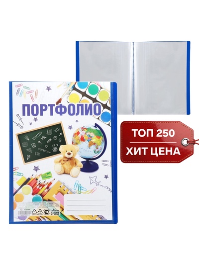 Папка-портфолио пластиковая А4, Calligrata «Снова в школу», 20 файлов