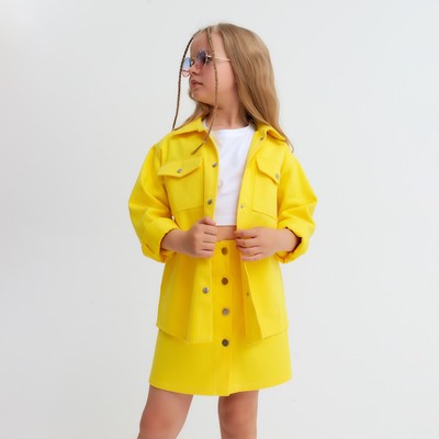 Рубашка для девочки джинсовая KAFTAN, жёлтая, размер 32 (110-116 см)