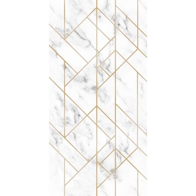 Стеновая панель ПВХ «Талия, 773», 2600×250 мм, цвет белый мрамор/золотой