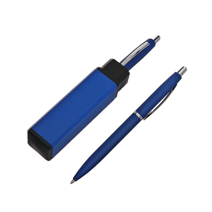 Ручка шариковая автоматическая San Remo 1.0 мм, металлический ярко-синий корпус, синий стержень, в тубусе - Фото 1
