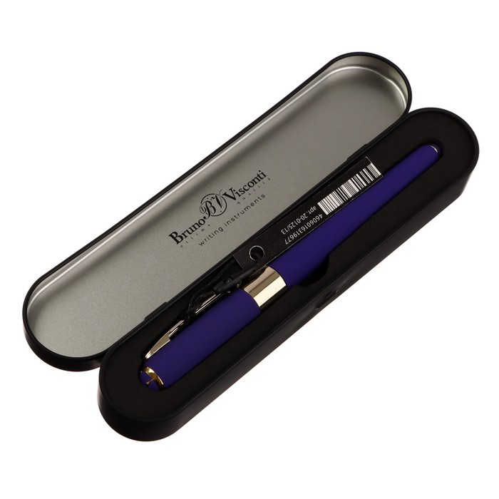 Ручка шариковая, 0.5 мм, Bruno Visconti MONACO, стержень синий, корпус сине-фиолетовый, в металлическом футляре - Фото 1