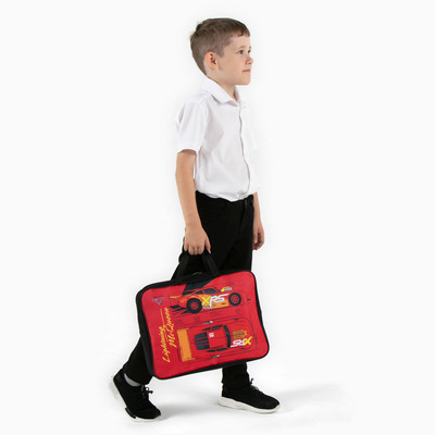 Папка с ручками текстильная А4, 35×27×10 см, «Тачки»