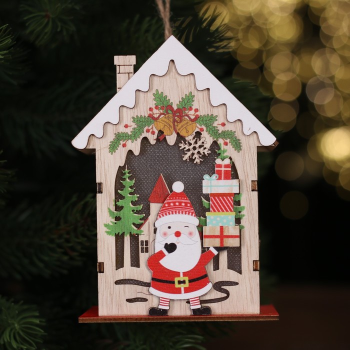 Новогодний декор с подсветкой «Дед Мороз с подарками» 9 × 6 × 12,5 см - фото 1891307126