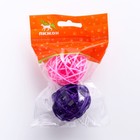 Набор из 2 плетёных шариков из лозы без бубенчиков, 5 см, фиолетовый/розовый - фото 6628408