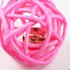 Набор из 2 плетёных шариков из лозы с бубенчиком, 3 см, розовый/зелёный - фото 7147019