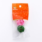 Набор из 2 плетёных шариков из лозы с бубенчиком, 3 см, розовый/зелёный - Фото 4