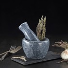 Ступка с пестиком из камня Доляна «Мрамор», 10×8 см, цвет серый - Фото 1