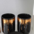 Набор аксессуаров для ванной комнаты «Золотой взрыв», 4 предмета (мыльница, дозатор для мыла 350 мл, 2 стакана), цвет чёрный - фото 26670407