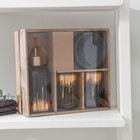 Набор аксессуаров для ванной комнаты «Золотой взрыв», 4 предмета (мыльница, дозатор для мыла 350 мл, 2 стакана), цвет чёрный - фото 26670408