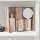 Набор аксессуаров для ванной комнаты «Золотой бум», 4 предмета (мыльница, дозатор для мыла 350 мл, 2 стакана), цвет белый - фото 24739898