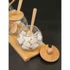 Банки стеклянные для сыпучих продуктов на деревянной подставке с крышкой и ложками BellaTenero «Эко. Винни», 250 мл, 3 шт - фото 24351867