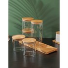 Набор банок стеклянных для сыпучих продуктов с бамбуковой крышкой BellaTenero «Эко», 5 предметов: 4 банки 600 мл, 1 банка 1300 мл - фото 6628565