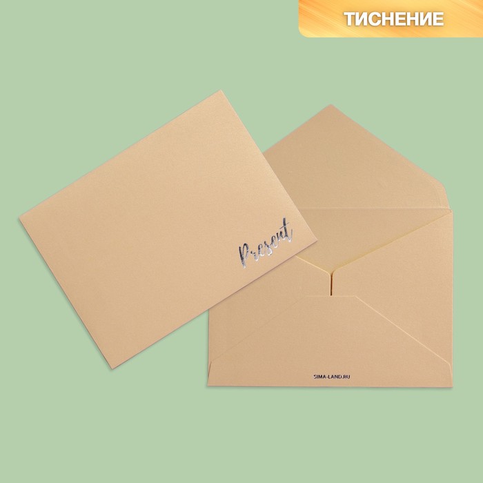 Подарочный конверт Present for you, тиснение, дизайнерская бумага, 11,5 × 16 см