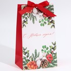 Пакет подарочный с лентой «Новогодняя пора», 13 × 23 × 7 см - фото 9584828
