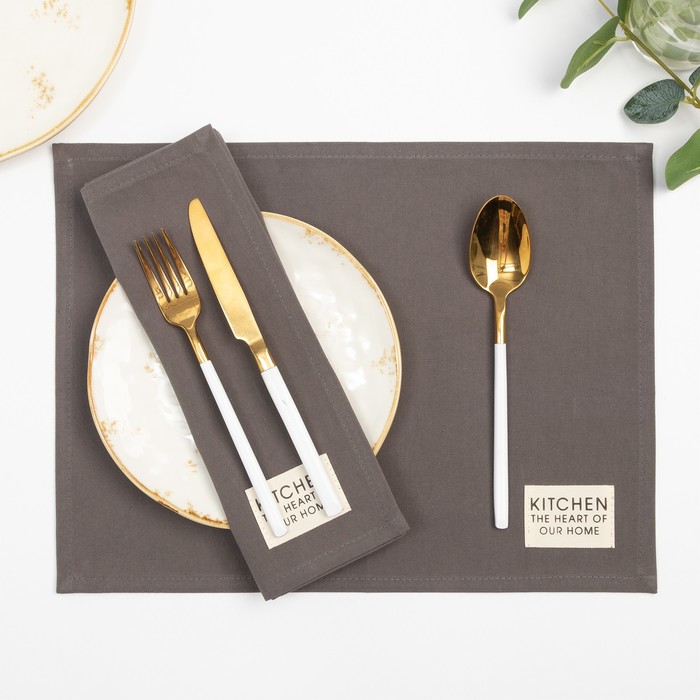 Набор салфеток «Этель» Kitchen, 30×40 см - 2 шт., 100% хлопок, саржа 220 г/м², серый - Фото 1