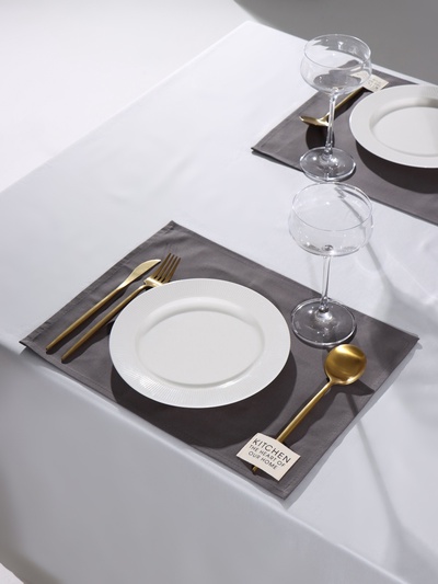 Набор салфеток «Этель» Kitchen, 30×40 см - 2 шт., 100% хлопок, саржа 220 г/м², серый