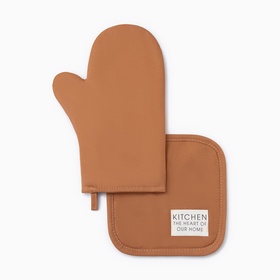 Кухонный набор «Этель» Kitchen orange, оранжевый: прихватка, варежка-прихватка