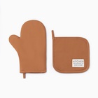 Кухонный набор «Этель» Kitchen orange, оранжевый: прихватка, варежка-прихватка - Фото 3