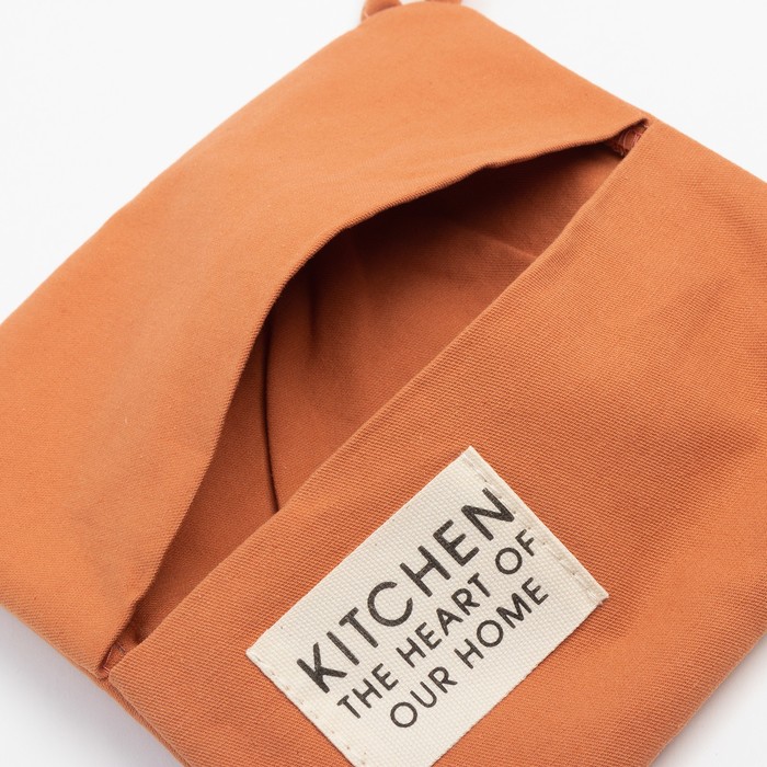 Набор кухонный Этель Kitchen, цвет оранжевый, варежка-прихватка 18х29 см, прихватка 19х19 см - фото 1885399420