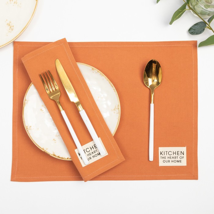 Набор салфеток «Этель» Kitchen, оранжевый, 30×40 см - 2 шт., 100% хлопок, саржа 220 г/м² - Фото 1