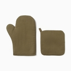 Кухонный набор Этель Kitchen: варежка-прихватка 18×29 см, прихватка 19×19 см, зелёный - Фото 3