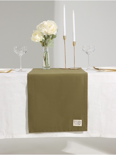Дорожка на стол Этель Kitchen 40×150 см, зелёная, 100% хлопок, саржа 220 г/м²