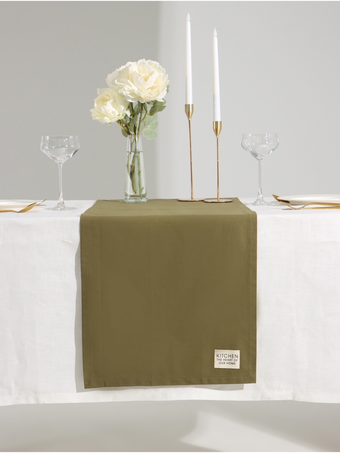 Дорожка на стол «Этель» Kitchen 40×150 см, 100% хлопок, саржа 220 г/м², зелёная - Фото 1