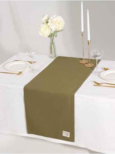 Дорожка на стол Этель Kitchen 40×150 см, зелёная, 100% хлопок, саржа 220 г/м²