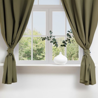 Комплект штор для кухни с подхватами Этель Kitchen, зелёный, 150×180 см - 2 шт.