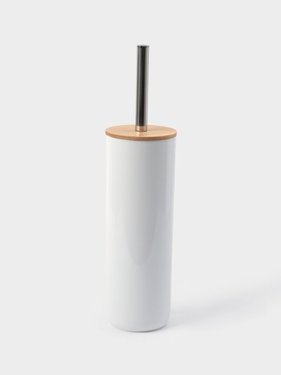 Ёршик для унитаза «Бамбук», d=9.2 см, h=37.2 см, с подставкой, белый