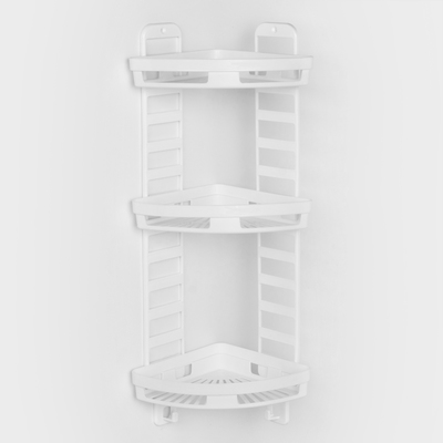 Полка для ванной угловая Альтернатива «Трансформер», 3 яруса, пластик, 25×18×58 см, белая