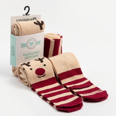 Колготки Крошка Я «Олень», бежевый, рост 62-68 см