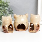 Подсвечник керамика "Филины - ажур" набор 3 шт 9,5х7х7 10х9х7,5х10х6,5х7 см - фото 25513902