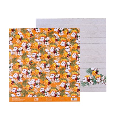 Бумага для скрапбукинга «Новогодний аромат», апельсин, 30,5  × 32 см, 180 г/м