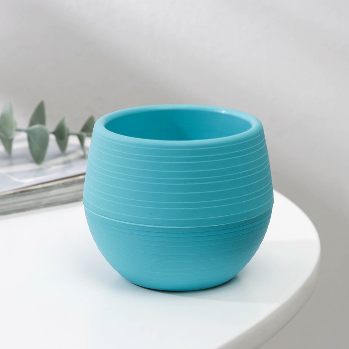 Горшок для цветов с поддоном «Япония», 125 мл, d=8 см, h=6.5 см, бирюзовый - Фото 1