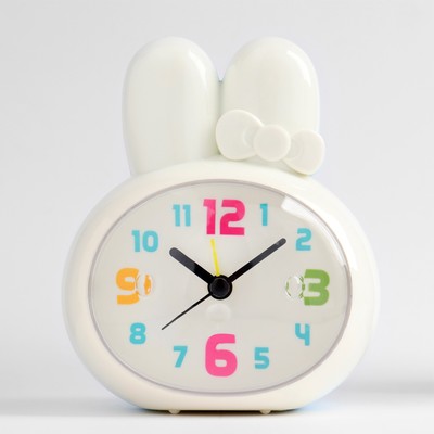Часы - будильник настольные "Зайчик" детские, циферблат 7 х 8.5 см, 12.5 х 10 см, 2AА