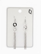 Серьги висячие со стразами «Вечерние» нить и кольцо, белые в серебре,10 см  (артикул 7621789)  большой выбор товаров оптом и в розницу по низким ценам с доставкой