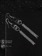 Серьги висячие со стразами «Вечерние» нить и кольцо, белые в серебре,10 см  (артикул 7621789)  большой выбор товаров оптом и в розницу по низким ценам с доставкой