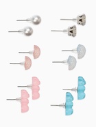 Серьги пусеты QF «Ассорти», 6 пар, мишки и сердечки, розово-голубые в серебре - Фото 2