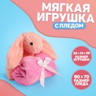 Мягкая игрушка с пледом «Зайка», цвет розовый - фото 109057151