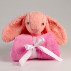 Мягкая игрушка с пледом «Зайка», цвет розовый - Фото 5