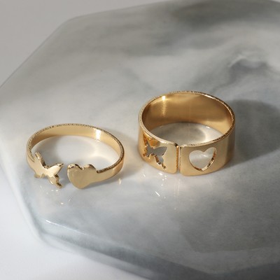 Кольца парные «Нежность», 2 шт. цвет золото, безразмерные