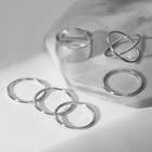 Набор колец «Линия тренда», 6 шт. цвет серебро, размер 17 - Фото 1